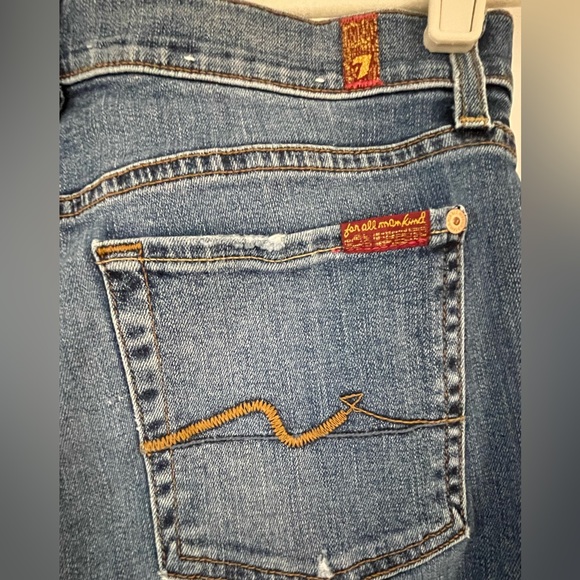 7 For All Mankind Distressed Skinny Jeans – Size 28, Medium Wash - Picture 3 of 5